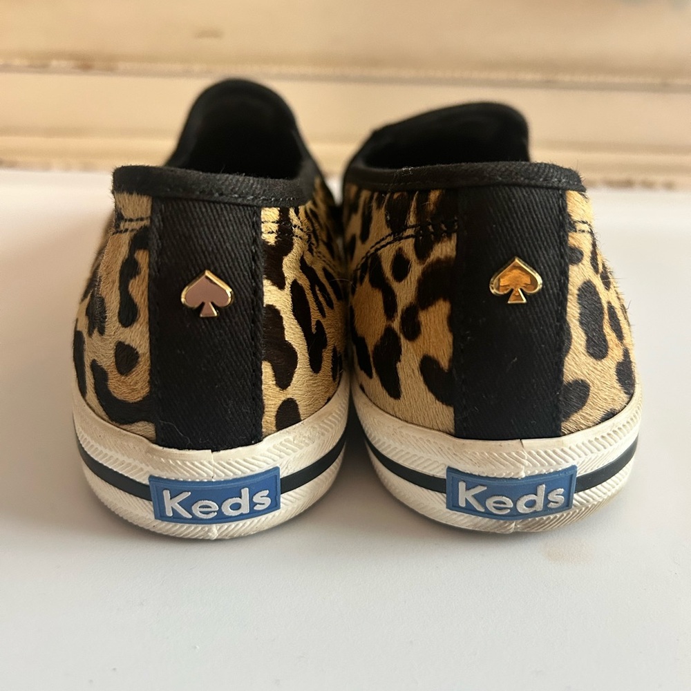 Keds x Kate Spade Double Decker Sneakers Leopard Pony Tan Slip On 7.5 - Picture 7 of 11